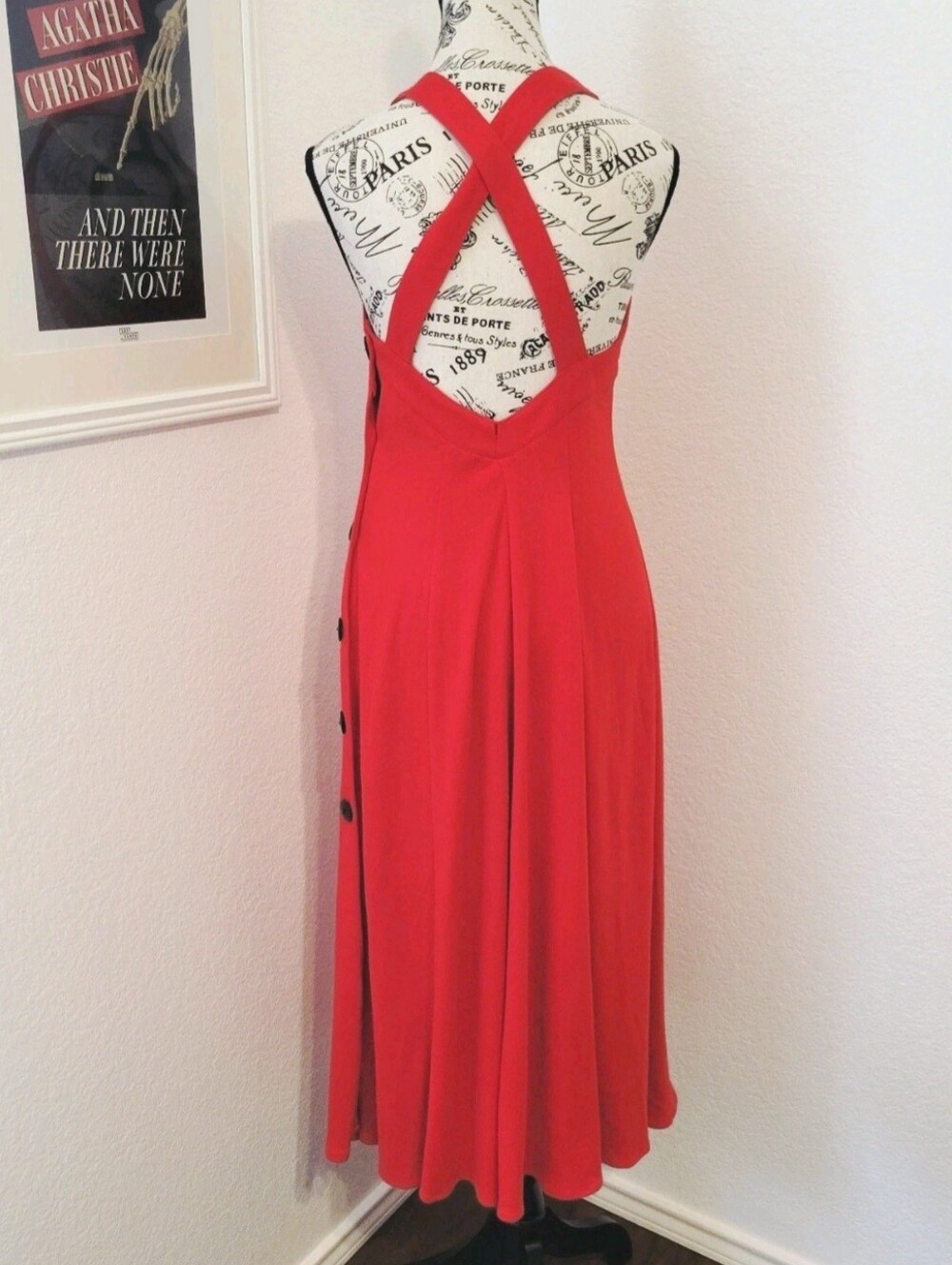 Vintage Moda International 90s Y2K Red Dress Made in USA XS/Small - Picture 8 of 10